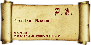 Preller Maxim névjegykártya